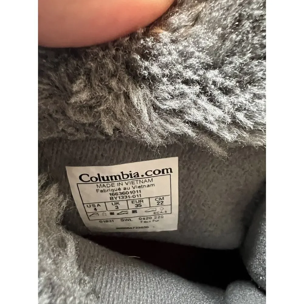 Columbia Size 4 Youth Black/Grey Faux Fur/Pink Trim